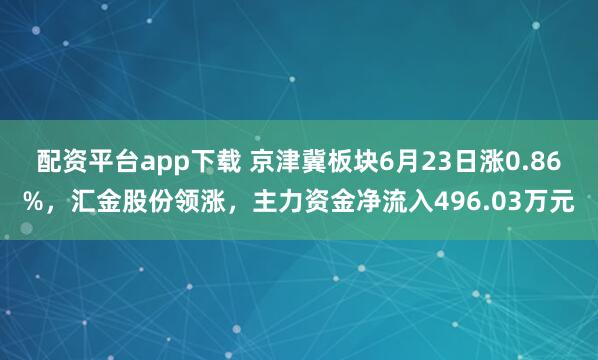 配资平台app下载 京津冀板块6月23日涨0.86%，汇金股份领涨，主力资金净流入496.03万元
